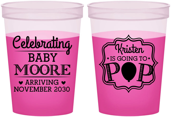 Custom Baby Shower 16 oz Color Changing Cups - Going To Pop | 90040