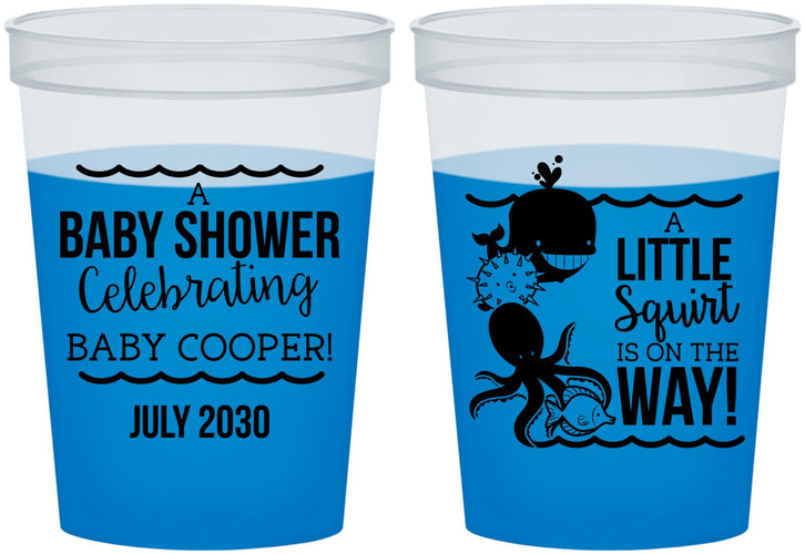 Custom Baby Shower 16 oz Color Changing Cups - Little Squirt On The Way | 90045