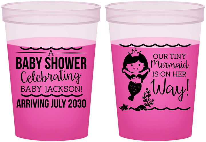 Custom Baby Shower 16 oz Color Changing Cups - Mermaid On Her Way | 90046