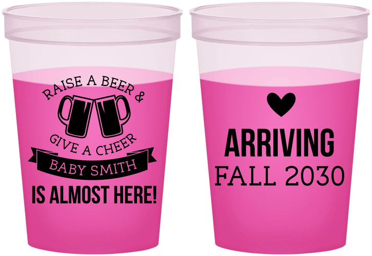 Custom Baby Shower 16 oz Color Changing Cups - Raise A Beer | 90049