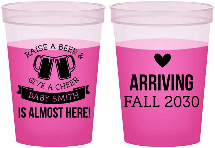 Custom Baby Shower 16 oz Color Changing Cups - Raise A Beer | 90049