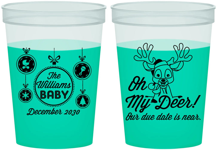 Custom Baby Shower 16 oz Color Changing Cups - Oh My Deer Christmas | 90051