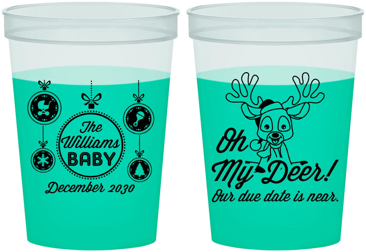Custom Baby Shower 16 oz Color Changing Cups - Oh My Deer Christmas | 90051