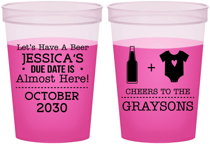 Custom Baby Shower 16 oz Color Changing Cups - Due Date Almost Here | 90052