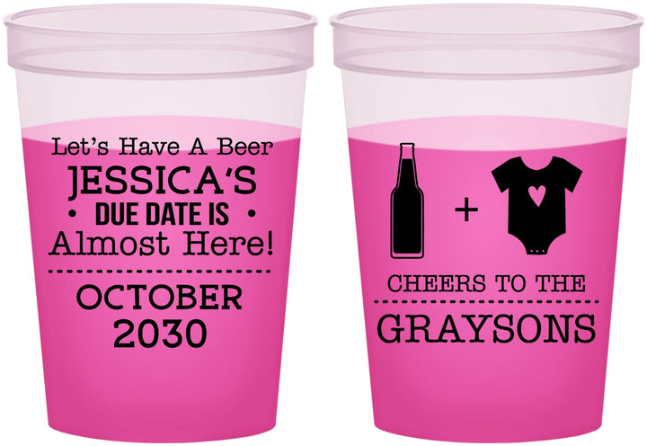 Custom Baby Shower 16 oz Color Changing Cups - Due Date Almost Here | 90052