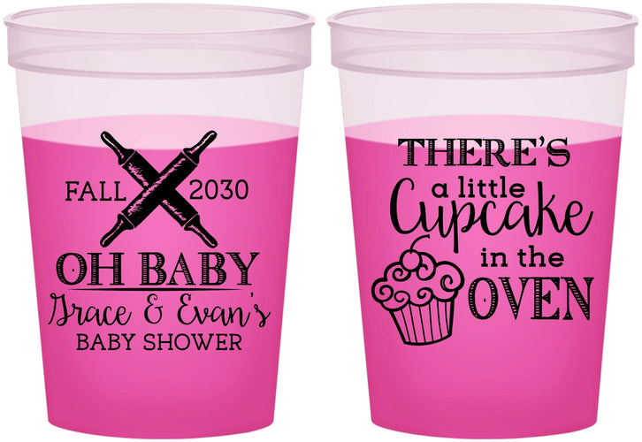 Custom Baby Shower 16 oz Color Changing Cups - Cupcake In The Oven | 90059