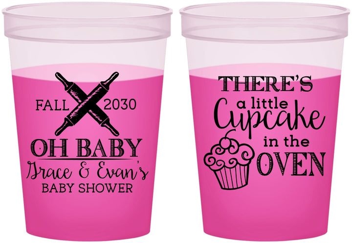 Custom Baby Shower 16 oz Color Changing Cups - Cupcake In The Oven | 90059