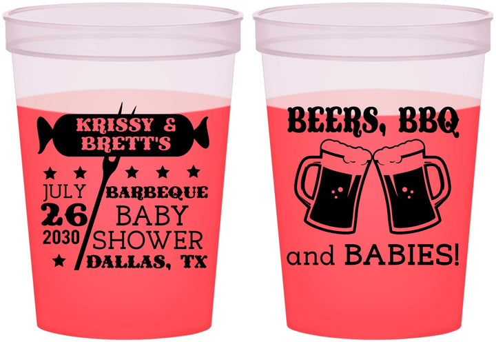 Custom Baby Shower 16 oz Color Changing Cups - Beers Bbq Babies | 90060