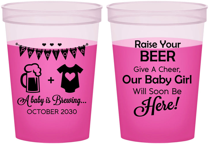 Custom Baby Shower 16 oz Color Changing Cups - Raise Your Beer | 90065