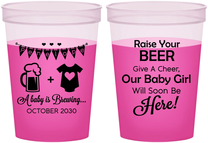 Custom Baby Shower 16 oz Color Changing Cups - Raise Your Beer | 90065