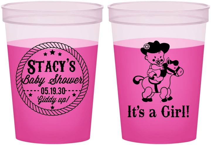 Custom Baby Shower 16 oz Color Changing Cups - Horse It’s A Girl | 90077