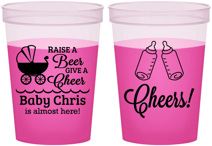 Custom Baby Shower 16 oz Color Changing Cups - Raise A Beer | 90081