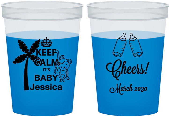 Custom Baby Shower 16 oz Color Changing Cups - Baby Monkey | 90082