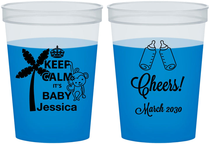 Custom Baby Shower 16 oz Color Changing Cups - Baby Monkey | 90082