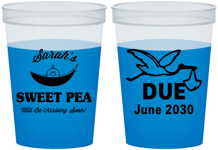Custom Baby Shower 16 oz Color Changing Cups - Sweat Pea Stork | 90084