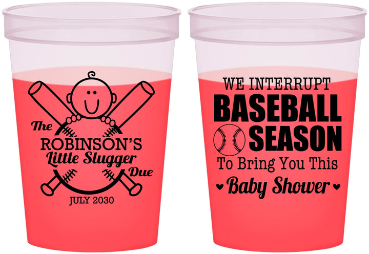 Custom Baby Shower 16 oz Color Changing Cups - Baseball | 90090
