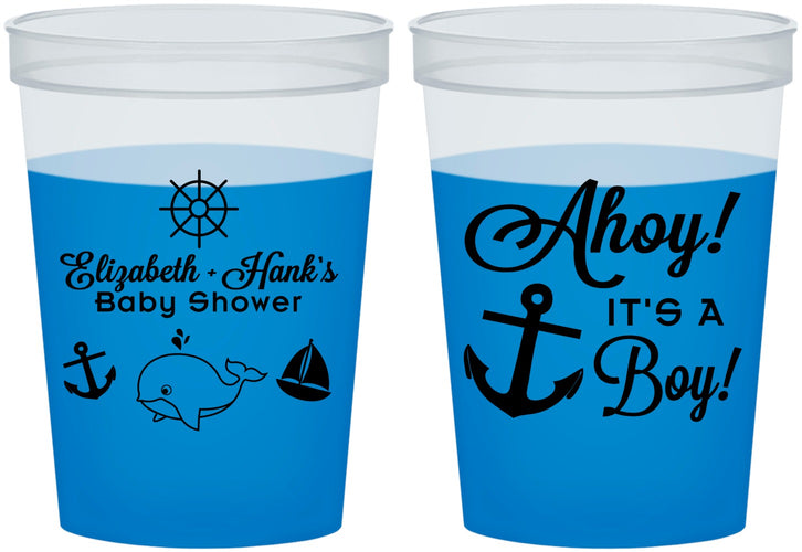 Custom Baby Shower 16 oz Color Changing Cups - Nautical Ahoy It’s A Boy | 90093