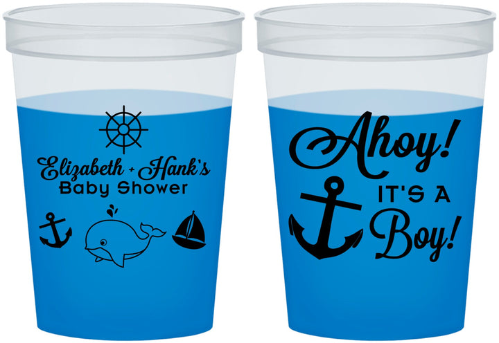 Custom Baby Shower 16 oz Color Changing Cups - Nautical Ahoy It’s A Boy | 90093