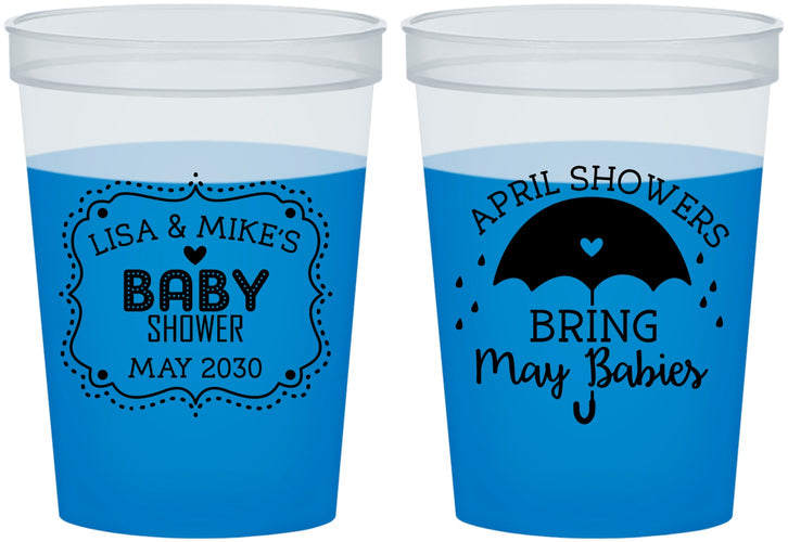 Custom Baby Shower 16 oz Color Changing Cups - April Showers May Babies | 90096