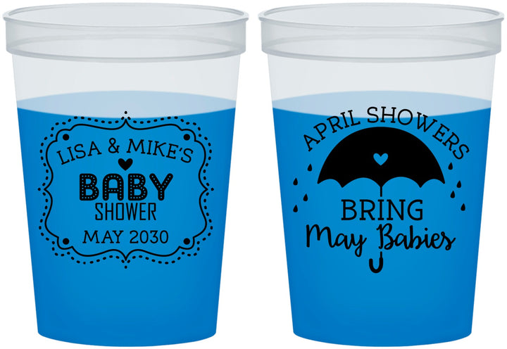 Custom Baby Shower 16 oz Color Changing Cups - April Showers May Babies | 90096