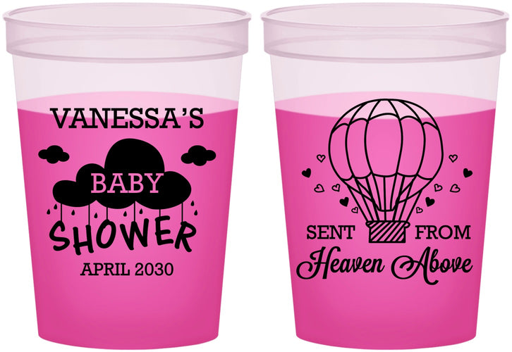 Custom Baby Shower 16 oz Color Changing Cups - Hot Air Balloon | 90097