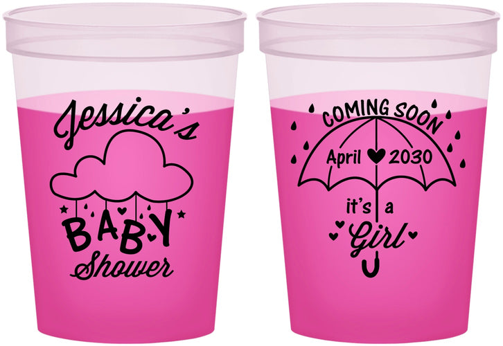 Custom Baby Shower 16 oz Color Changing Cups - April Showers May Babies | 90099