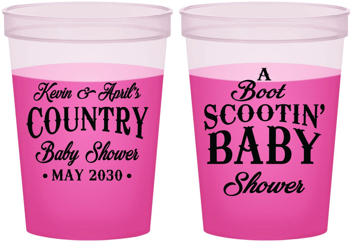 Custom Baby Shower 16 oz Color Changing Cups - Boot Scootin | 90100