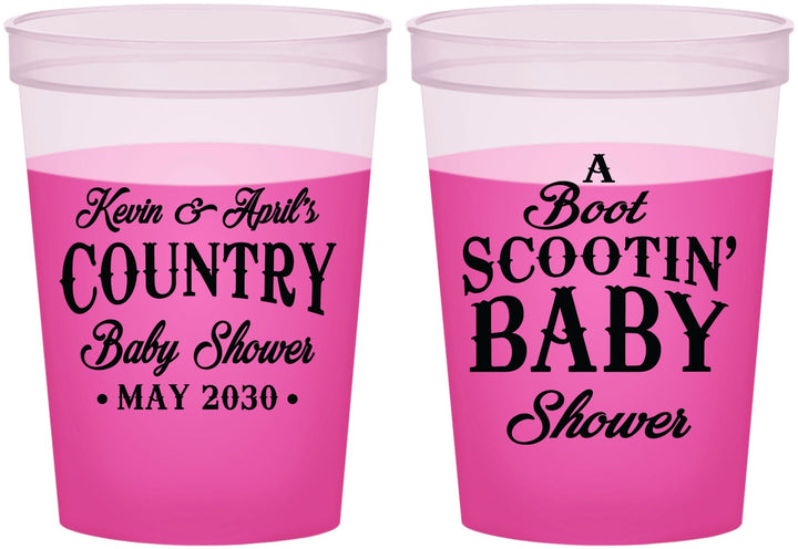 Custom Baby Shower 16 oz Color Changing Cups - Boot Scootin | 90100
