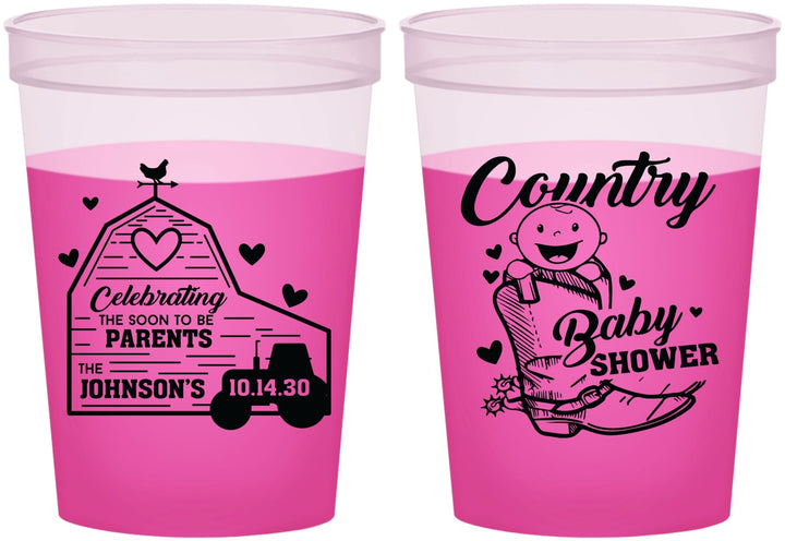 Custom Baby Shower 16 oz Color Changing Cups - Farm Tractor Country | 90102