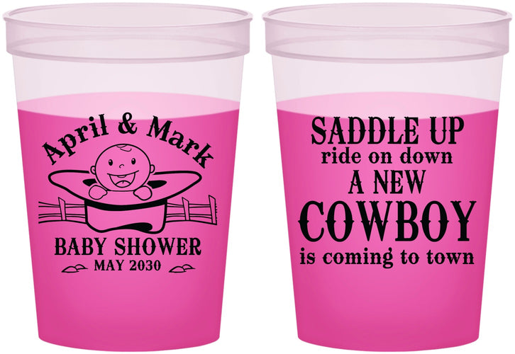 Custom Baby Shower 16 oz Color Changing Cups - New Cowboy | 90104