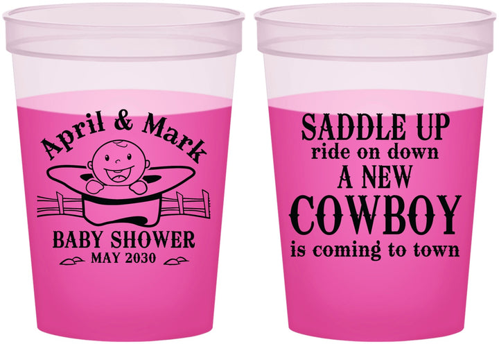 Custom Baby Shower 16 oz Color Changing Cups - New Cowboy | 90104
