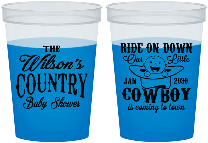 Custom Baby Shower 16 oz Color Changing Cups - Cowboy Coming To Town | 90105