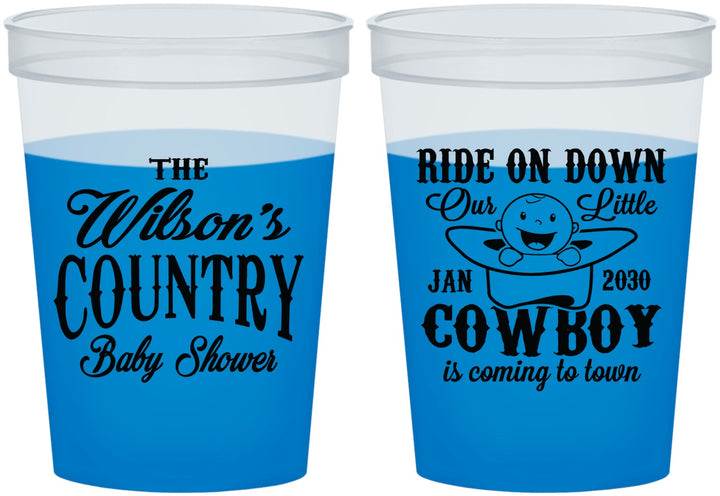 Custom Baby Shower 16 oz Color Changing Cups - Cowboy Coming To Town | 90105