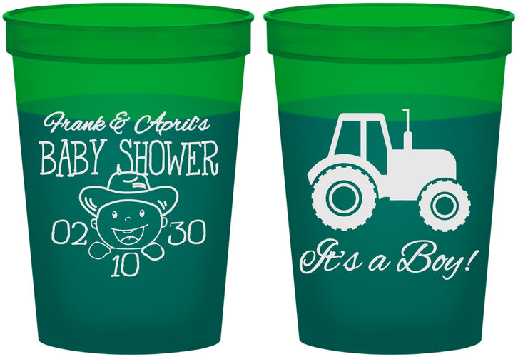 Custom Baby Shower 16 oz Color Changing Cups - Tractor | 90109
