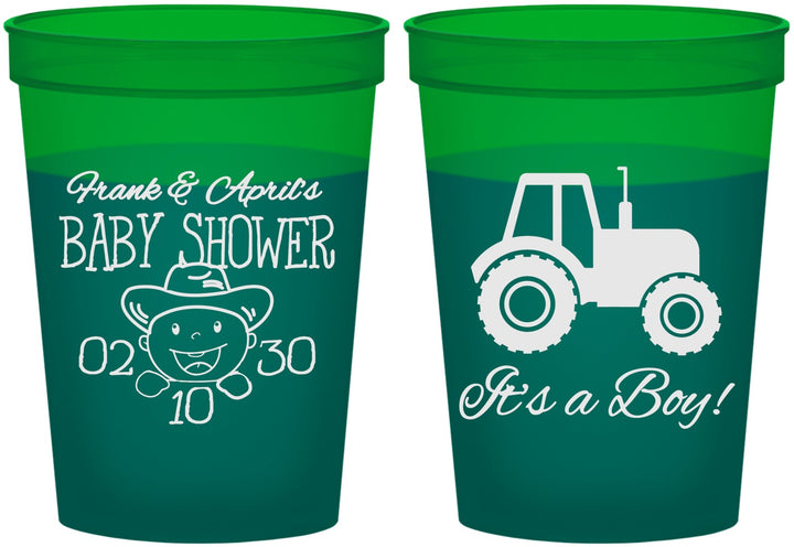 Custom Baby Shower 16 oz Color Changing Cups - Tractor | 90109