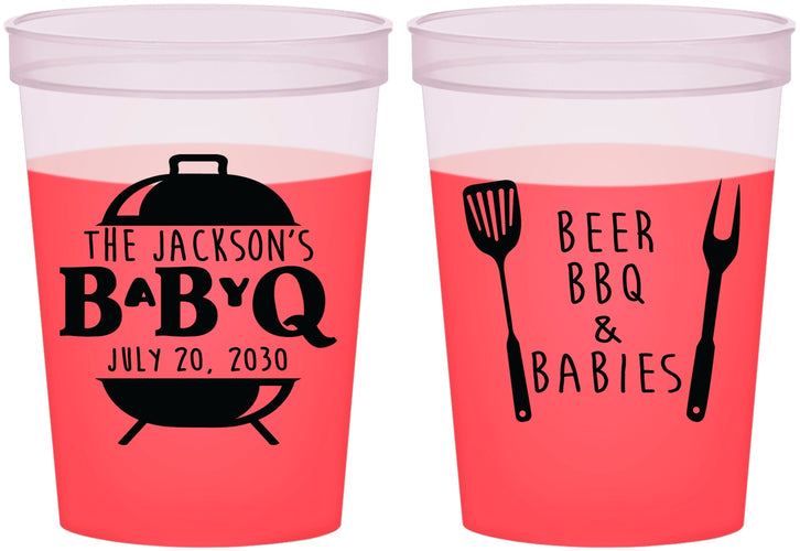 Custom Baby Shower 16 oz Color Changing Cups - Beers Bbq Babies | 90112