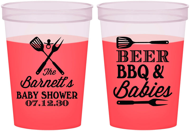 Custom Baby Shower 16 oz Color Changing Cups - Beers Bbq Babies | 90113
