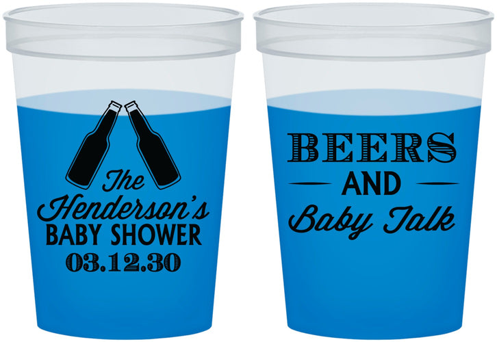 Custom Baby Shower 16 oz Color Changing Cups - Beers And Baby Talk | 90117
