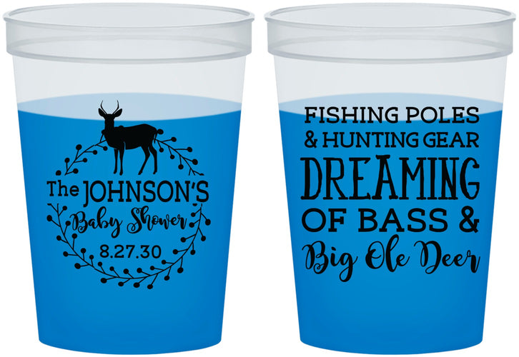 Custom Baby Shower 16 oz Color Changing Cups - Fishing Hunting | 90119