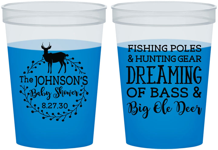 Custom Baby Shower 16 oz Color Changing Cups - Fishing Hunting | 90119