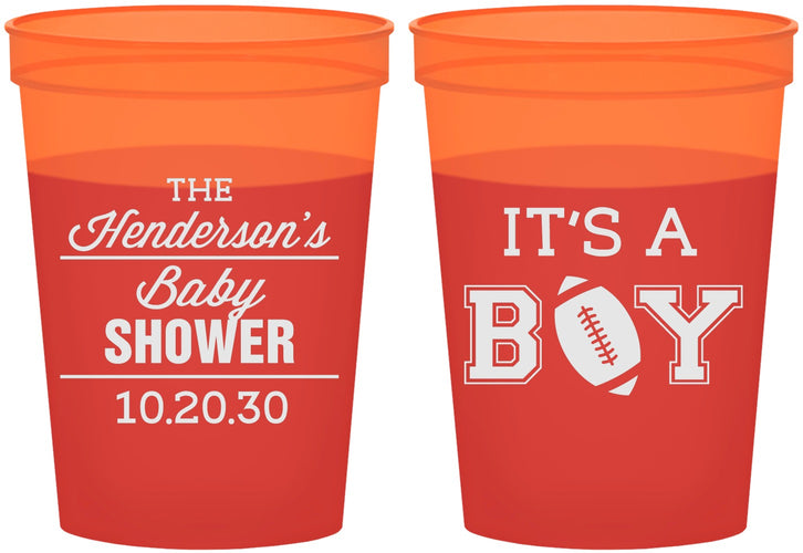 Custom Baby Shower 16 oz Color Changing Cups - Football | 90142