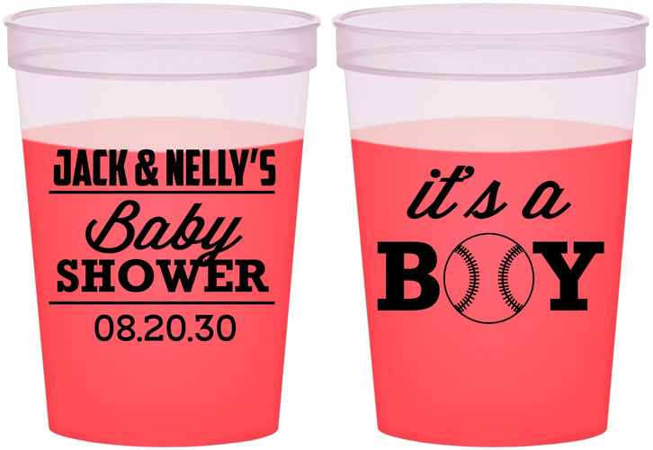 Custom Baby Shower 16 oz Color Changing Cups - Baseball Its A Boy | 90143