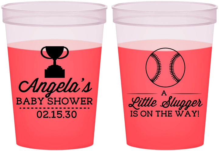 Custom Baby Shower 16 oz Color Changing Cups - Baseball Little Slugger | 90145