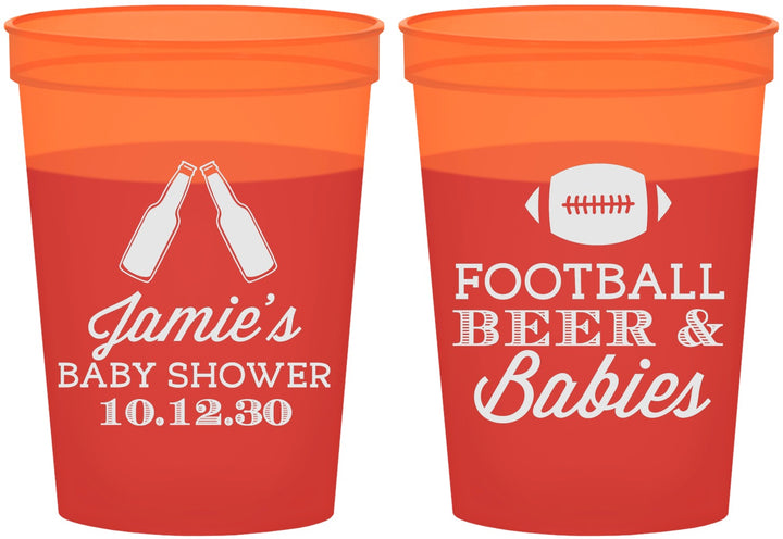 Custom Baby Shower 16 oz Color Changing Cups - Football Beer Babies | 90147