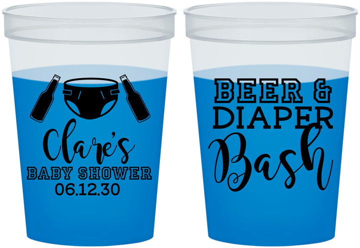 Custom Baby Shower 16 oz Color Changing Cups - Beer Diapers Bash | 90151