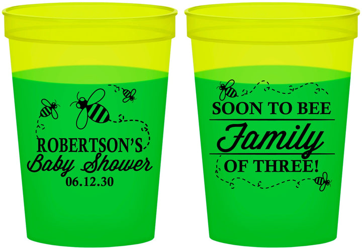 Custom Baby Shower 16 oz Color Changing Cups - Bee Family | 90155
