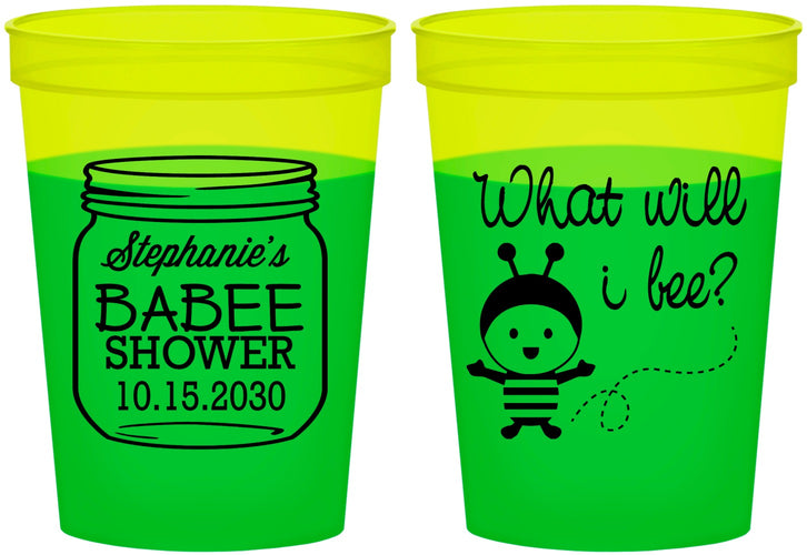 Custom Baby Shower 16 oz Color Changing Cups - What Will I Bee | 90156