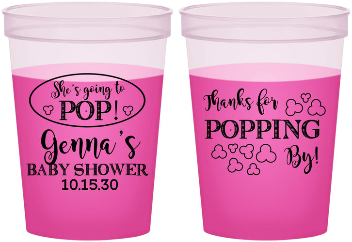 Custom Baby Shower 16 oz Color Changing Cups - Popping By | 90158