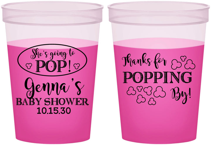 Custom Baby Shower 16 oz Color Changing Cups - Popping By | 90158