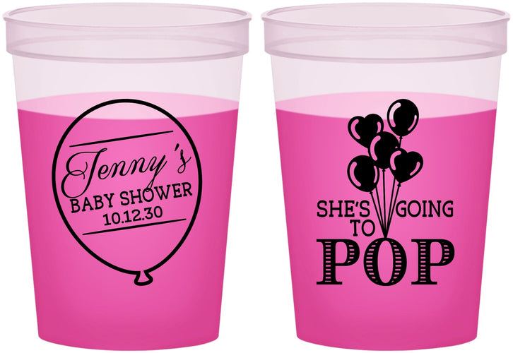 Custom Baby Shower 16 oz Color Changing Cups - Shes Going To Pop | 90160